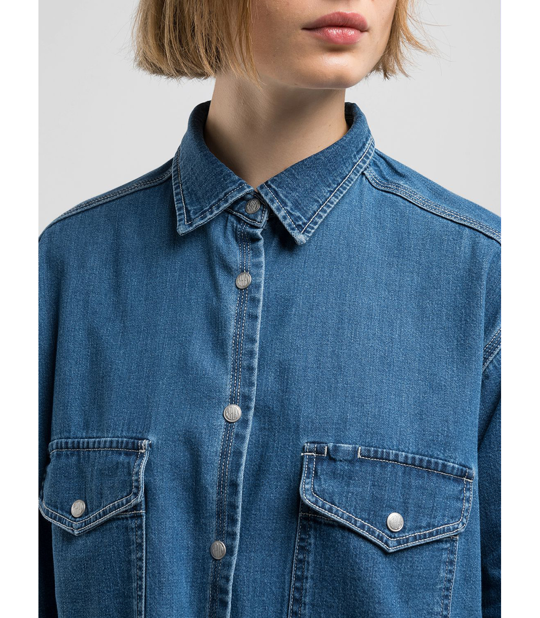 9ZERO1 オーバーフィットコットンデニムシャツ 詳細画像 ブルー 5